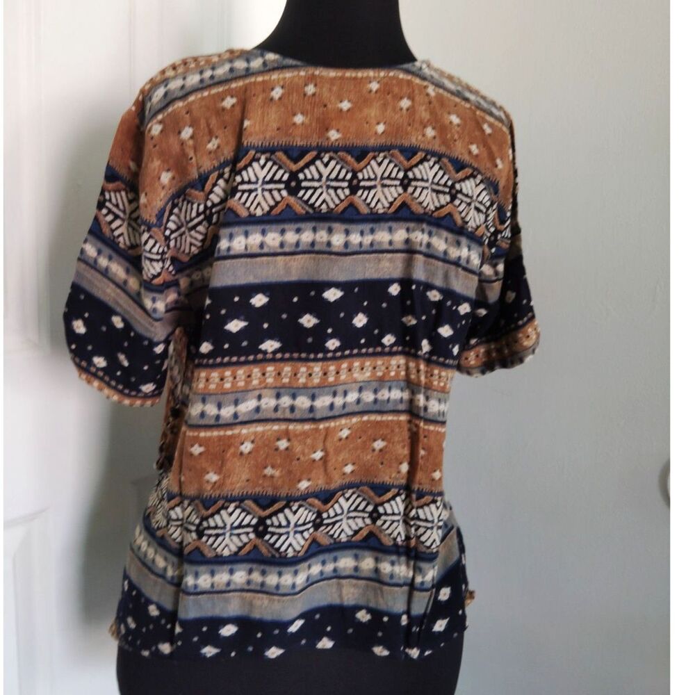 Rabbit Rabbit Rabbit Designs Tribal Prints Boho Blouse Size 12M - Picture 3 of 13
